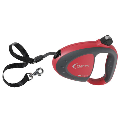 Поводок-рулетка для собак до 25 кг Ferplast Flippy Tech Tape M Red зі стрічкою, червоний, 3 м