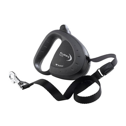 Поводок-рулетка для собак до 12 кг зі стрічкою Ferplast Flippy Tech Tape Black, чорний, 3 м