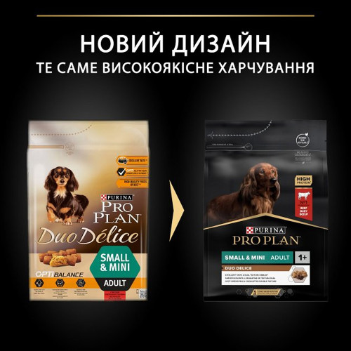 Сухий корм Purina Pro Plan Dog Duo Delice Small and Mini Adult для собак дрібних порід, яловичина з рисом, 2.5 кг
