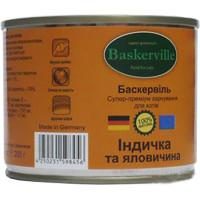 Вологий корм Baskerville для котів, індичка і яловичина, 200 г