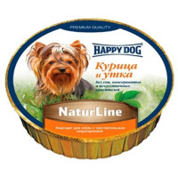 Вологий корм Happy Dog NaturLine для дорослих собак до 10 кг з чутливим травленням, з куркою і качкою, 85 г Вологий корм Happy Dog NaturLine для дорослих собак до 10 кг з чутливим травленням, з куркою і качкою, 85 г
