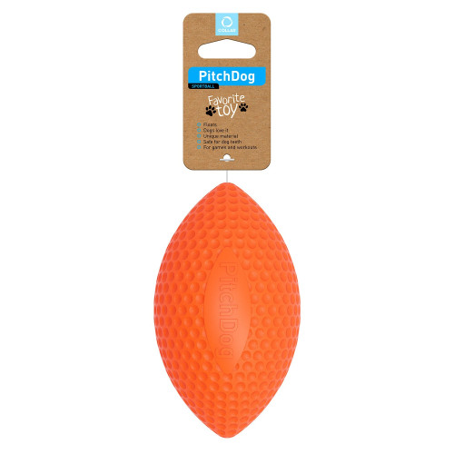 Ігровий м'яч для апортировки PitchDog для собак, 15×9 см, помаранчевий