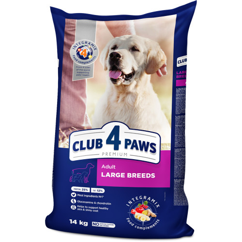 Сухий корм Клуб 4 Лапи Adult Large Breeds Premium для дорослих собак великих порід від 25 до 90 кг, 14 кг