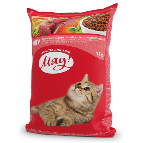 Сухий корм Мяу з телятиною для котів, 11 кг