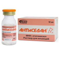 Розчин Orion Pharma Антіседан 5 мг / мл для отримання седативного ефекту для собак і кішок, 10 мл Розчин Orion Pharma Антіседан 5 мг / мл для отримання седативного ефекту для собак і кішок, 10 мл