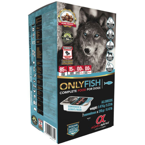 Напіввологий корм Alpha Spirit Semi-moist Only Fish для собак всіх порід і вікових груп, з рибою, 1,5 кг x 7