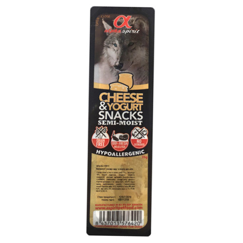 Напіввологі ласощі Alpha Spirit Snacks Cheese & Yogurt для собак cо смаком яловичини, 35 г