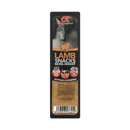 Напіввологі ласощі Alpha Spirit Snacks Lamb для собак всіх порід зі смаком ягняти, 35 г