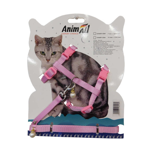 Повідець + шлея AnimAll на блістері для кота, 10х1200 мм
