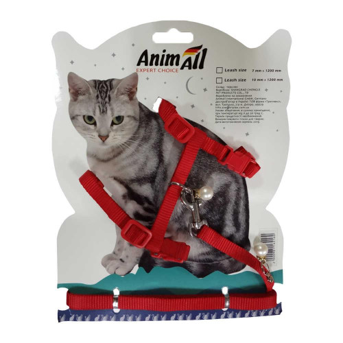 Повідець + шлея AnimAll на блістері для кота, 10х1200 мм