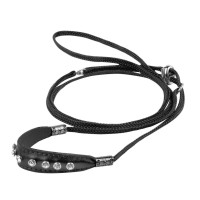 Ринговка зі шкіряною накладкою і стразами Dog Extreme для собак 5 мм, 130 см, чорний Ринговка зі шкіряною накладкою і стразами Dog Extreme для собак 5 мм, 130 см, чорний