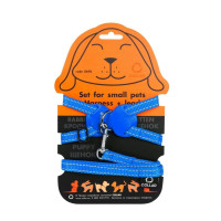 Нейлонова шлея на планшеті Dog Extreme для кроликів 15 мм, 30-45 см, блакитна
