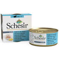 Консерви Schesir Tuna Pineapple натуральні, для котів, тунець з ананасом в желе, банку 75 г
