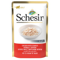 Консерви Schesir Chicken Seabass для котів, курка з окунем в желе, пауч, 85 г