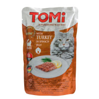 Консерви Tomi TURKEY in spinach jelly індичка в шпинатному желе, суперпреміум, для котів, пауч, 100 г Консерви Tomi TURKEY in spinach jelly індичка в шпинатному желе, суперпреміум, для котів, пауч, 100 г
