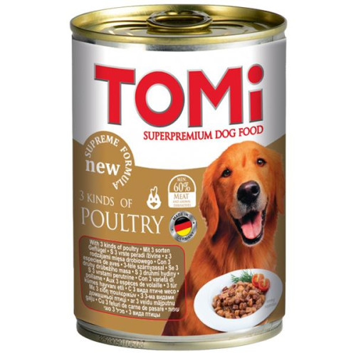 Консерви Tomi 3 kinds of poultry 3 види птиці, супер премиум, для собак, 1.2 кг