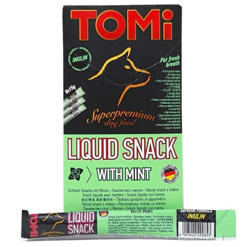 Ласощі Tomi Liquid Snack Mint & Inulin рідке, м'ята з інулін, для собак, 15 г