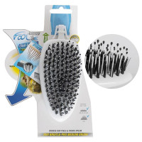 Щітка-гребінець FoOlee Easee Duo Bristle Pro Medium Brush для середньої і довгої шерсті, біла Щітка-гребінець FoOlee Easee Duo Bristle Pro Medium Brush для середньої і довгої шерсті, біла