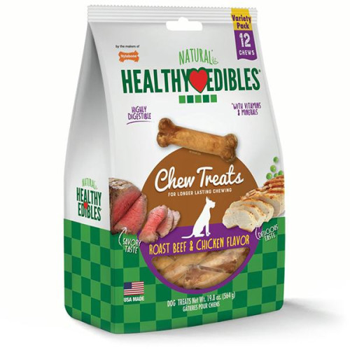 Ласощі Nylabone Healthy Edibles Roast Beef & Chicken для собак, смак яловичини і курки, 12 шт, ціна за 1 шт