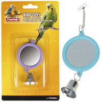Игрушка Flamingo Mirror Round Bell для попугаев, круглое, зеркало с колокольчиком, 6 см Игрушка Flamingo Mirror Round Bell для попугаев, круглое, зеркало с колокольчиком, 6 см