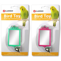 Іграшка Flamingo Mirror Straight Bell для папуг, прямокутне дзеркало з дзвіночком, 6х8 см Іграшка Flamingo Mirror Straight Bell для папуг, прямокутне дзеркало з дзвіночком, 6х8 см