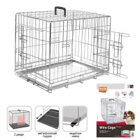 Клітка Flamingo Wire Cage для собак, двухдверная, з ручкою і висувним піддоном, 8.6 кг, 77х47х54 см Клітка Flamingo Wire Cage для собак, двухдверная, з ручкою і висувним піддоном, 8.6 кг, 77х47х54 см