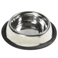 Миска Flamingo Dish Steel Rim для собак, з гумовим обідком, нержавіюча, 21 см Миска Flamingo Dish Steel Rim для собак, з гумовим обідком, нержавіюча, 21 см