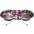 Миски Flamingo Dinner Set на підставці для собак, нержавіюча, 2×19 см