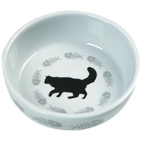 Миска Flamingo Cats Single для котів, кераміка, біла, 12×3.5 см