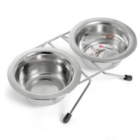 Миска Flamingo Duo Dinner подвійна на підставці для собак, нержавіюча, 21 см Миска Flamingo Duo Dinner подвійна на підставці для собак, нержавіюча, 21 см