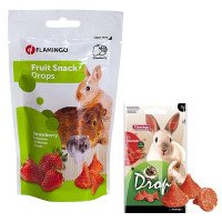 Ласощі Flamingo Drops Strawberry для гризунів, дропси з полуницею, 75 г Ласощі Flamingo Drops Strawberry для гризунів, дропси з полуницею, 75 г