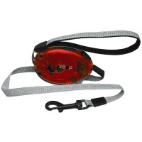 Поводок-рулетка Flamingo Dogx2Go Belt Glassy L для собак до 35 кг, світловідбиваючі стрічка, червона, 2 м