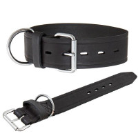 Нашийник Flamingo Rondo Collar для собак, натуральна шкіра, чорний, 5×55 см