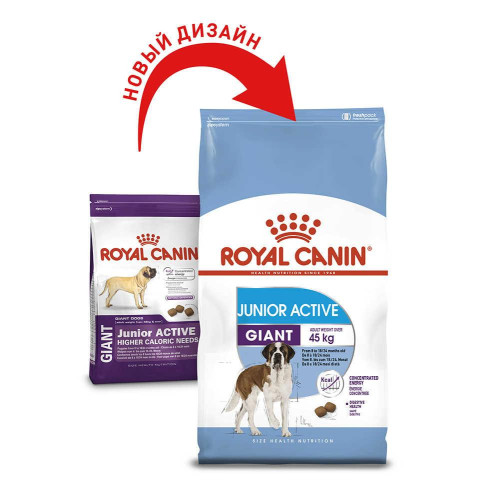 Сухий корм Royal Canin Giant Junior Active для цуценят гігантських порід з високими енергетичними потребами, 15 кг