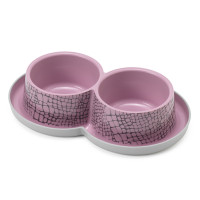Подвійна миска Moderna Double Trendy Dinner WildLife для котів і собак, рожева, 2×350 мл, d-10 см Подвійна миска Moderna Double Trendy Dinner WildLife для котів і собак, рожева, 2×350 мл, d-10 см