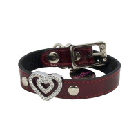 Нашийник Shiboo Double-Heart Два серця для собак, бордовий, 25 см/1.5 см