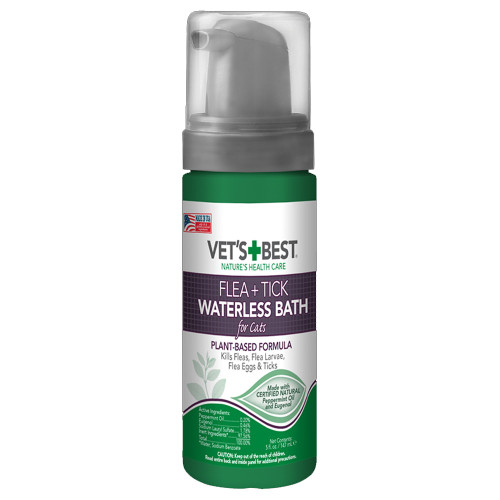Миюча піна Vet`s Best Flea & Tick Waterless Bath For Cats від бліх, кліщів і москітів для котів, 147 мл