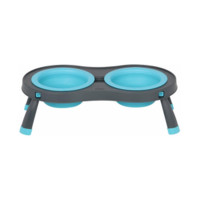 Миска Dexas Double Feeder на складаний підставці, для собак і котів, блакитна, 240 мл