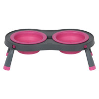 Миска Dexas Double Feeder на складаний підставці, для собак і котів, рожева, 240 мл Миска Dexas Double Feeder на складаний підставці, для собак і котів, рожева, 240 мл