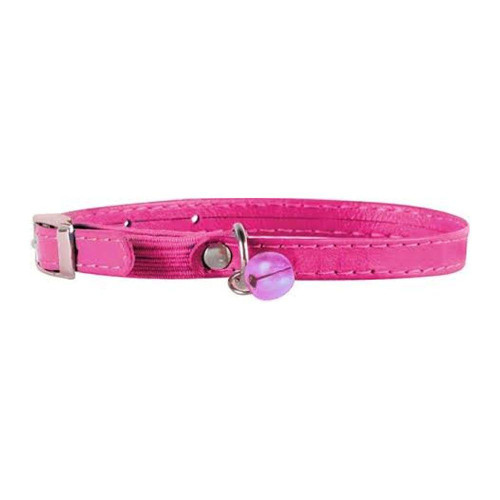 Нашийник Waudog Glamour без прикрас, з гумкою, для котів, ширина 22-30 см, 9 мм, рожевий