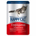 Вологий корм Happy Cat Rind Lamm in Sosse для дорослих кішок, шматочки в соусі, з яловичиною і бараниною, 100 г