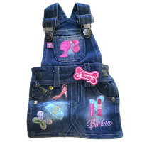 Котонові комбез Monkey Daze Barbie Denim Overall Dress для собак, розмір S, синій Котонові комбез Monkey Daze Barbie Denim Overall Dress для собак, розмір S, синій