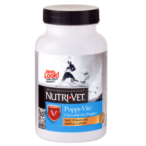 Мультивітаміни Nutri-Vet Puppy-Vite для гармонійного зростання і розвитку цуценят до 9 місяців, 60 табл