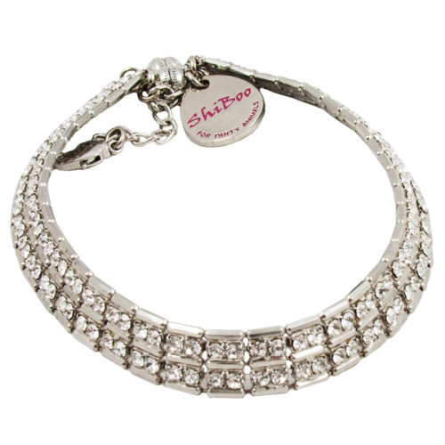 Ланцюжок Shiboo Sissi-Choker зі стразами Сваровські, для собак, срібло, 35 см