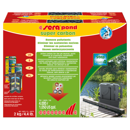 Sera Pond Super Carbon активоване вугілля для усунення шкідливих речовин в ставках, 2 кг
