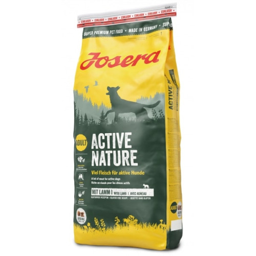 Сухий корм Josera Adult Active Nature для активних дорослих собак, з м'ясом птиці і ягняти, 15 кг