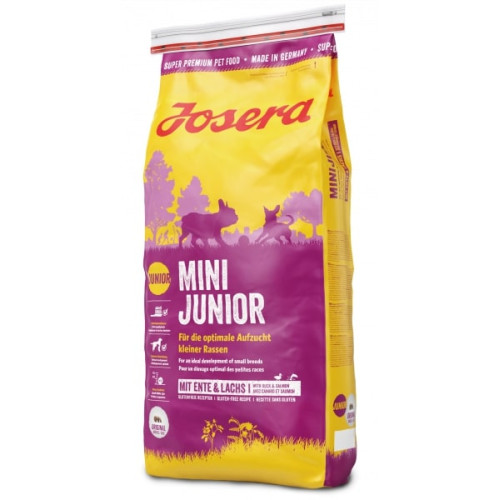 Сухий корм Josera Mini Junior для підростаючих собак малих порід с 3-го тижня життя, з качкою і лососем, 15 кг