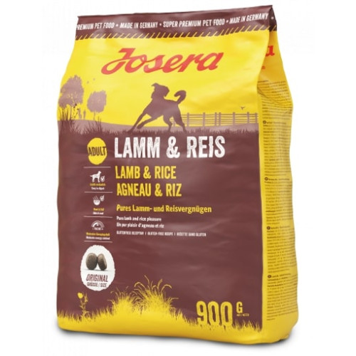 Сухий корм Josera Adult Lamm & Reis для дорослих собак великих порід, з м'ясом ягняти, 900 г