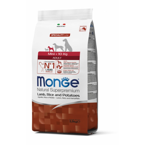 Сухий корм MONGE DOG Mini Adult ягня/рис/картопля, 2.5 кг