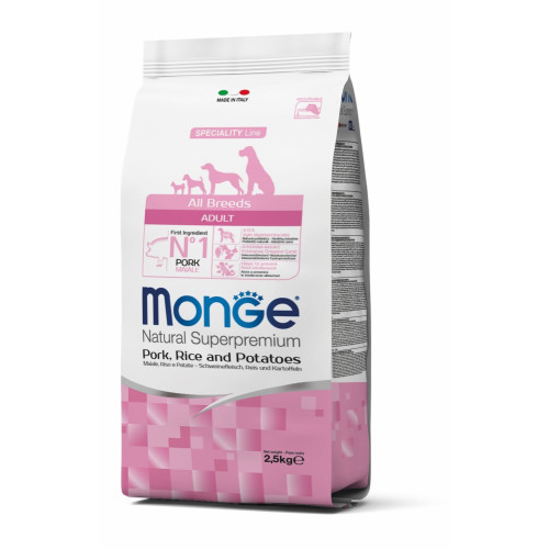Сухий корм MONGE DOG All breeds Adult свинина, рис і картопля, 2.5 кг